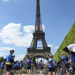 Eiffel Tower with cyclists