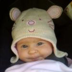 Baby in woolly hat with ears