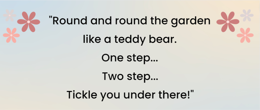 Image has the words to the 'Round the Garden' nursery rhyme.