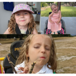Image shows three young girls who all have SMA.