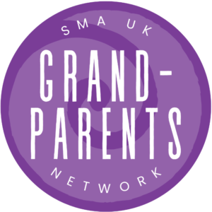 Image shows a purple circle with the words 'SMA UK Grandparents network'