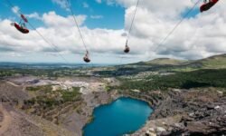image shows zip wire over a lake