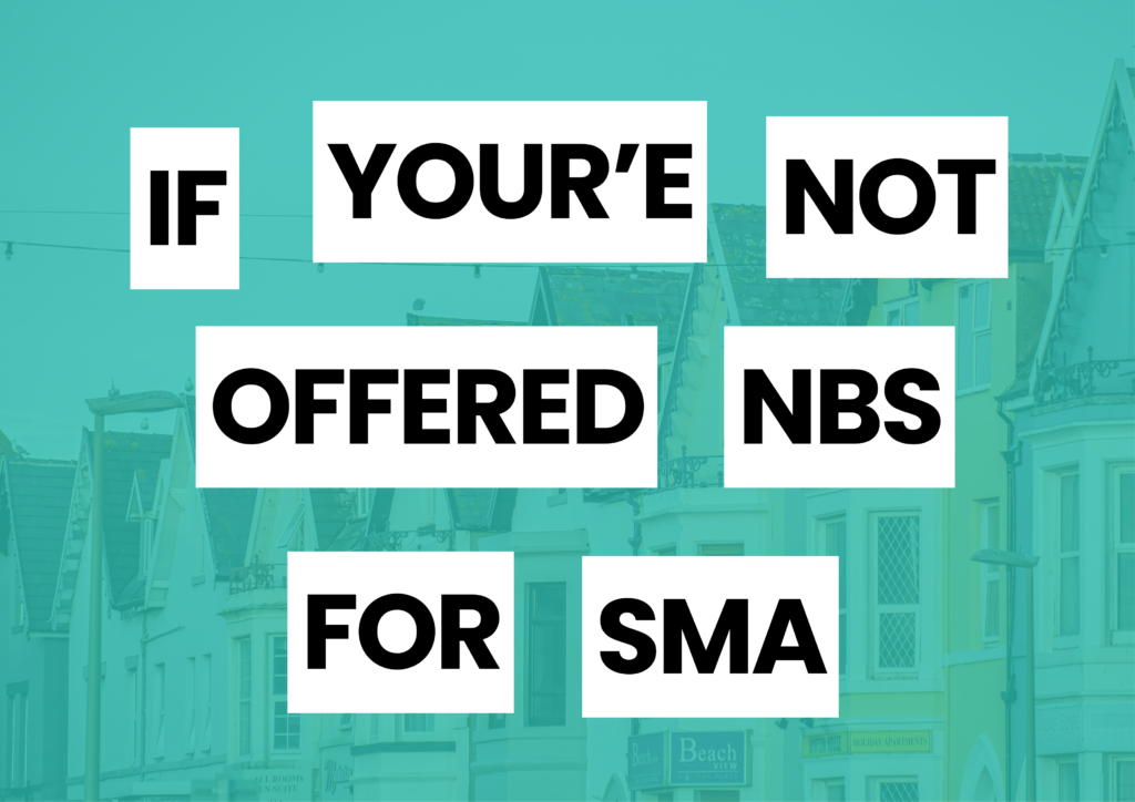 Image text reads: 'If you’re not offered NBS for SMA'