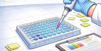 Pipette held over a bank of small test tubes